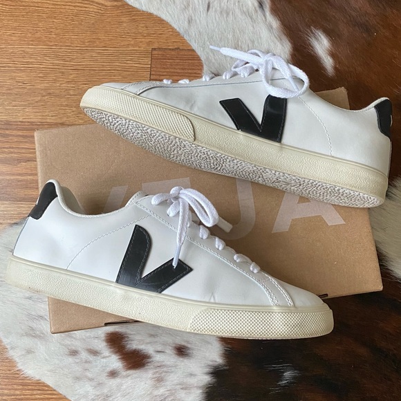 Veja Shoes - Veja Espalar Leather Sneakers Extra White Black 8